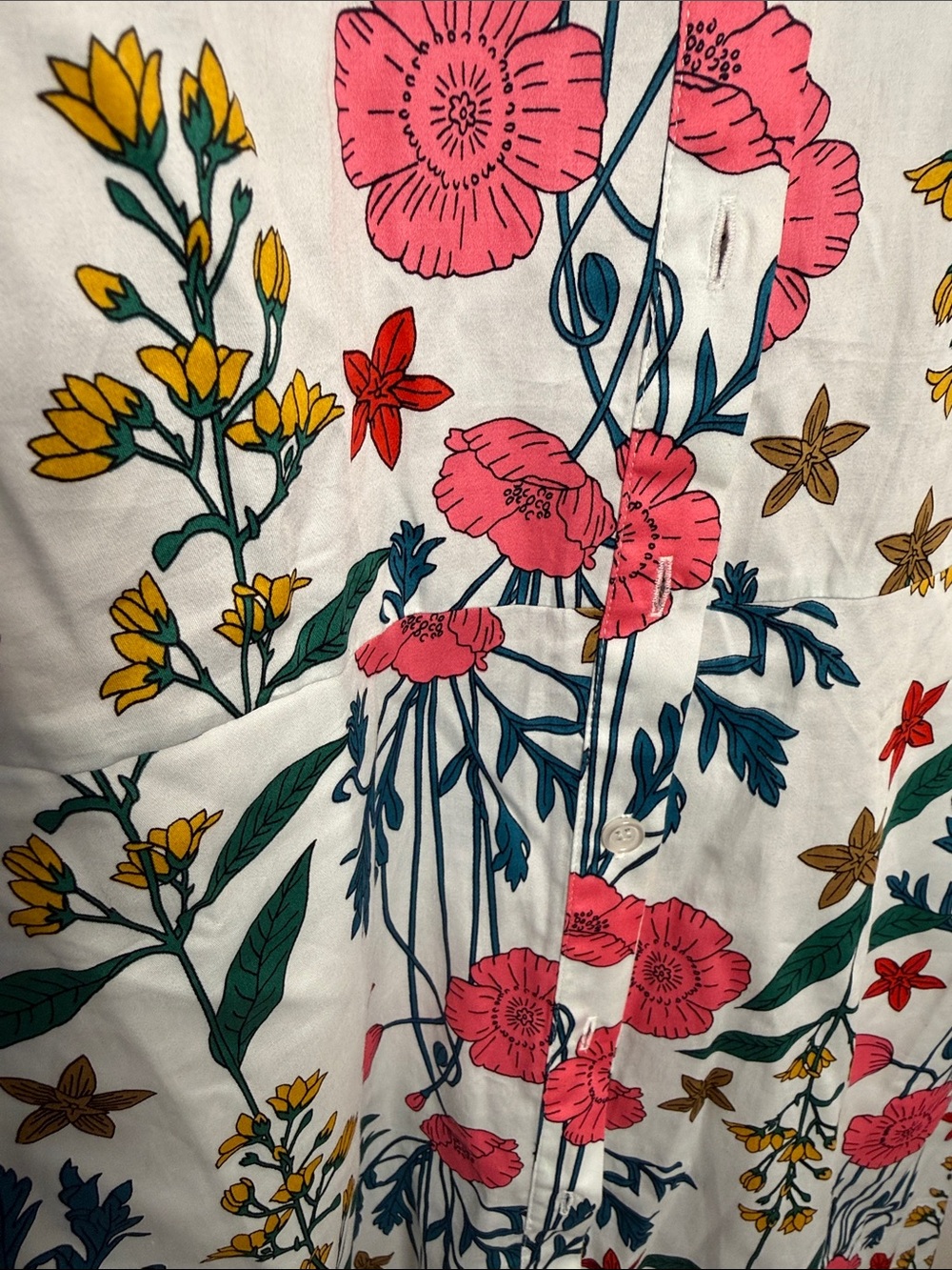 NWT - Boden Floral Button-Front Shirt Dress in White with Pink & Green Print - Picture 6 of 8